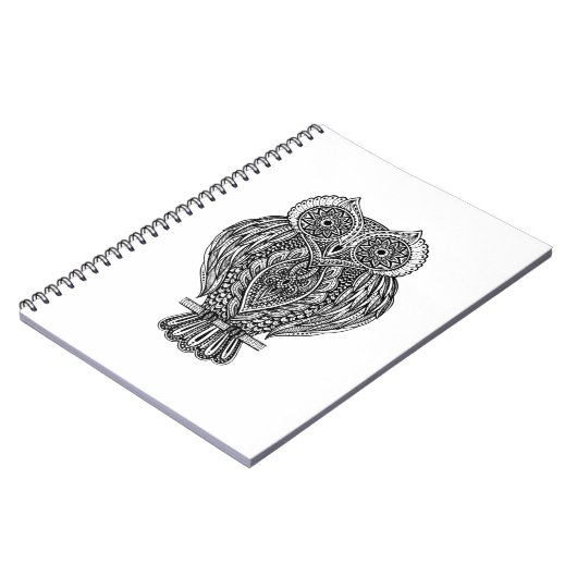 刺激を受けたな手描きの華美なフクロウ ノートブック (左側)