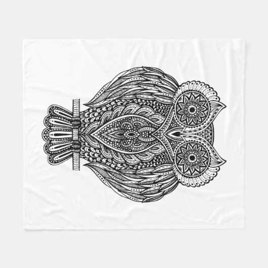 刺激を受けたな手描きの華美なフクロウ フリースブランケット (正面(横))