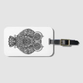 刺激を受けたな手描きの華美なフクロウ ラゲッジタグ (正面横)