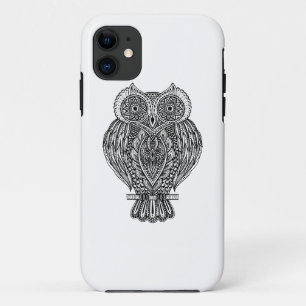 刺激を受けたな手描きの華美なフクロウ iPhone 11 ケース