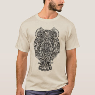 刺激を受けたな手描きの華美なフクロウ Tシャツ