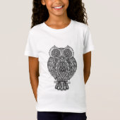 刺激を受けたな手描きの華美なフクロウ Tシャツ (正面)