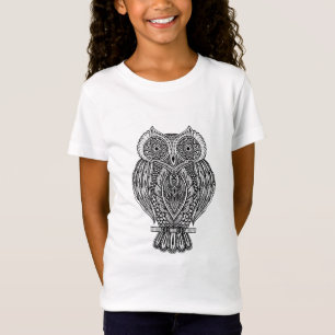 刺激を受けたな手描きの華美なフクロウ Tシャツ