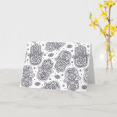 刺激を受けたな手描きのHamsa カード (黄色い花)