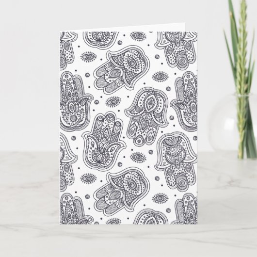 刺激を受けたな手描きのHamsa カード (正面)