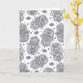 刺激を受けたな手描きのHamsa カード (黄色い花)