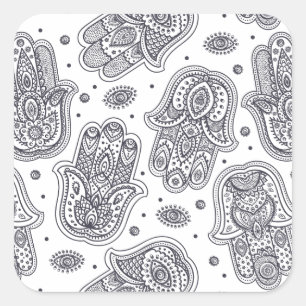 刺激を受けたな手描きのHamsa スクエアシール