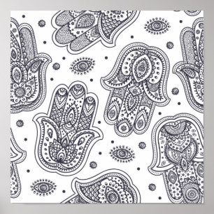 刺激を受けたな手描きのHamsa 2 ポスター