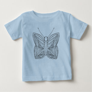 刺激を受けたな熱帯デザインの蝶 ベビーTシャツ