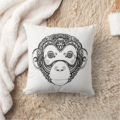 刺激を受けたな猿のデザイン クッション (ブランケット)