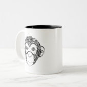 刺激を受けたな猿のデザイン ツートーンマグカップ (正面左)