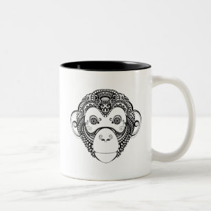 刺激を受けたな猿のデザイン ツートーンマグカップ