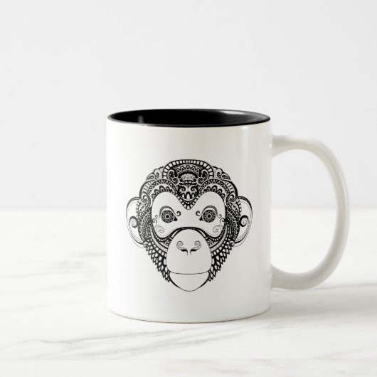 刺激を受けたな猿のデザイン ツートーンマグカップ (右)