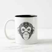 刺激を受けたな猿のデザイン ツートーンマグカップ (左)