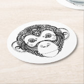 刺激を受けたな猿のデザイン ラウンドペーパーコースター (アングル)