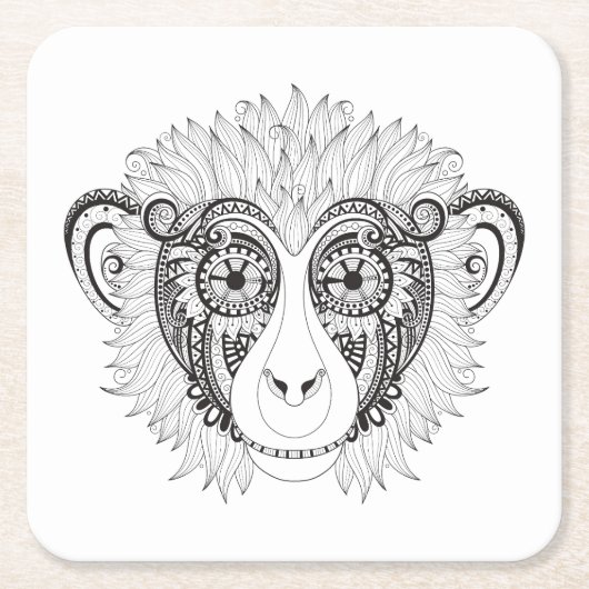 刺激を受けたな猿 スクエアペーパーコースター (正面)