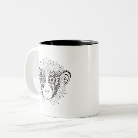 刺激を受けたな猿 ツートーンマグカップ (正面左)