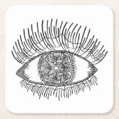 刺激を受けたな目 スクエアペーパーコースター (正面)