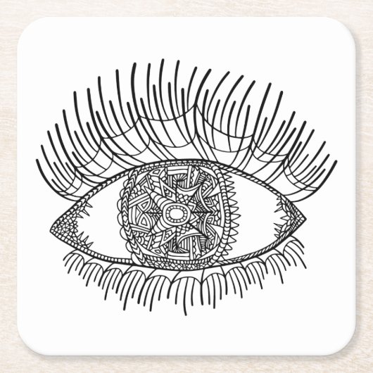 刺激を受けたな目 スクエアペーパーコースター (正面)