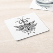 刺激を受けたな祈るカマキリ スクエアペーパーコースター (アングル)