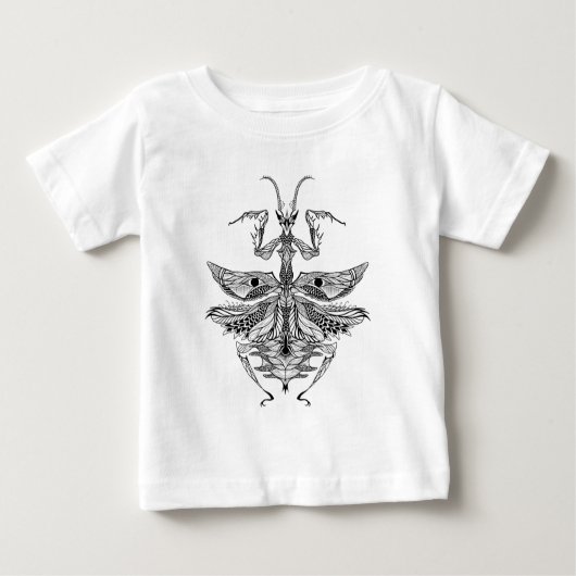 刺激を受けたな祈るカマキリ ベビーTシャツ (正面)