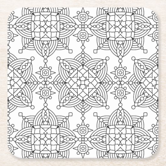 刺激を受けたな種族のアートなパターン スクエアペーパーコースター (正面)