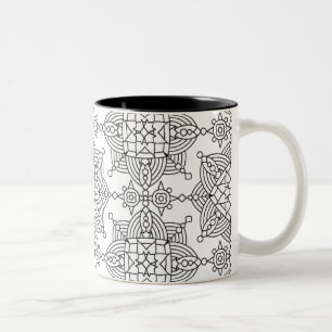 刺激を受けたな種族のアートなパターン ツートーンマグカップ
