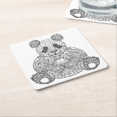 刺激を受けたな種族のパンダ スクエアペーパーコースター (アングル)