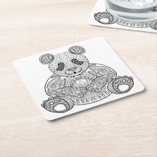 刺激を受けたな種族のパンダ スクエアペーパーコースター (アングル)