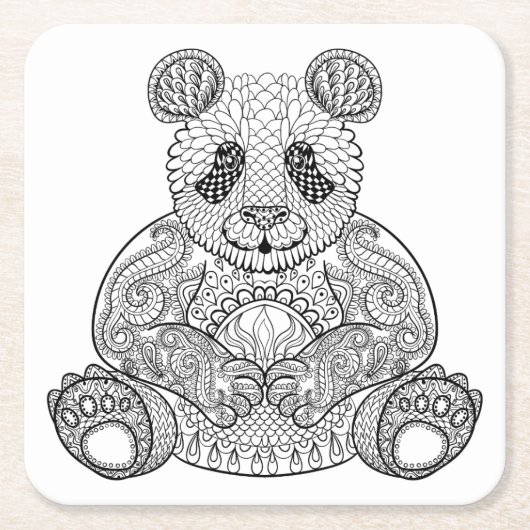 刺激を受けたな種族のパンダ スクエアペーパーコースター (正面)