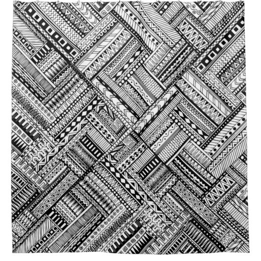 刺激を受けたな種族の芸術パターン シャワーカーテン (正面)