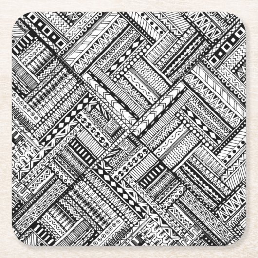 刺激を受けたな種族の芸術パターン スクエアペーパーコースター (正面)