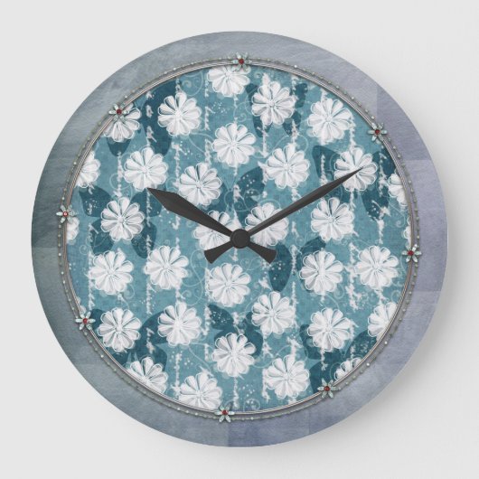 刺激を受けたな花および蝶 ラージ壁時計 (正面)