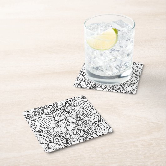 刺激を受けたな花 スクエアペーパーコースター (インサイチュ)