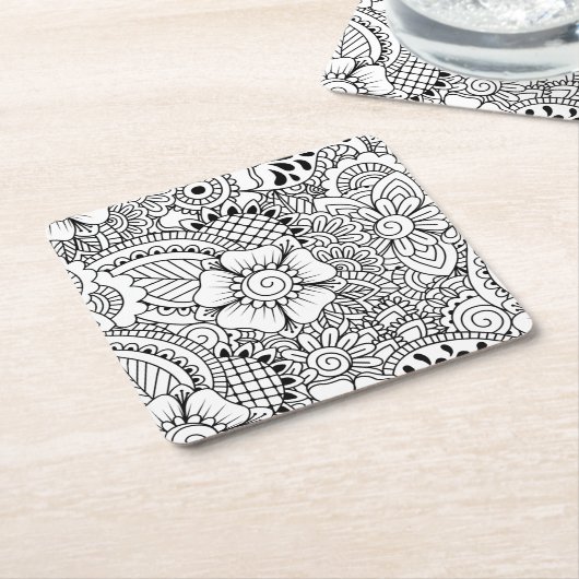 刺激を受けたな花 スクエアペーパーコースター (アングル)