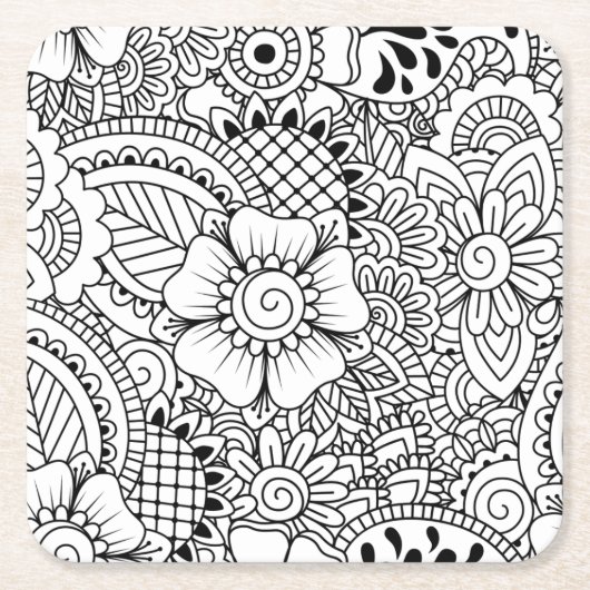 刺激を受けたな花 スクエアペーパーコースター (正面)