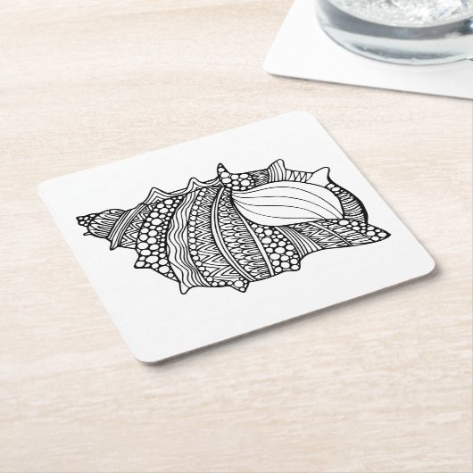 刺激を受けたな落書き スクエアペーパーコースター (アングル)