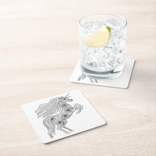 刺激を受けたな魔法のユニコーン スクエアペーパーコースター (インサイチュ)