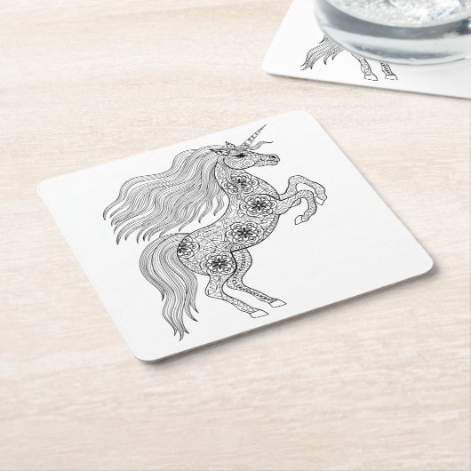 刺激を受けたな魔法のユニコーン スクエアペーパーコースター (アングル)