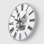 刺激を受けたヴィンテージフランスのルースターの時計 ラージ壁時計 (傾斜)