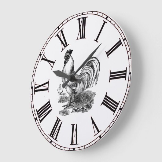 刺激を受けたヴィンテージフランスのルースターの時計 ラージ壁時計 (傾斜)