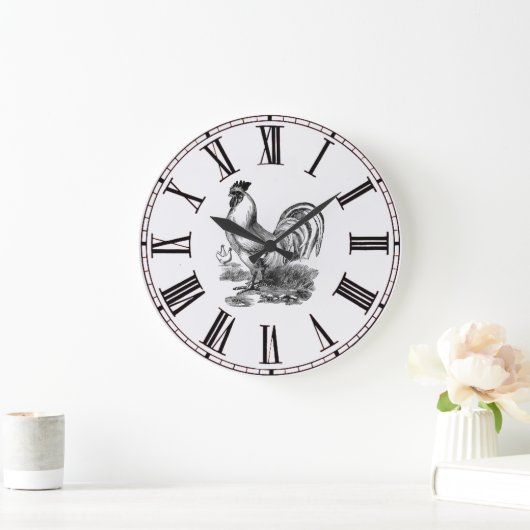 刺激を受けたヴィンテージフランスのルースターの時計 ラージ壁時計 (ホーム)