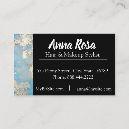 *刺激的で抽象的な水彩画の暗藍色の銀 名刺 (裏面)