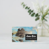 *刺激的で抽象的な水彩画の暗藍色の銀 名刺 (スタンド正面)