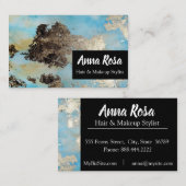 *刺激的で抽象的な水彩画の暗藍色の銀 名刺 (正面/裏面)