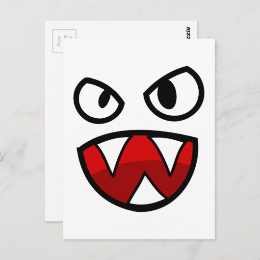 刺激的な歯をした漫画の怪物の目と口 ポストカード (正面/裏面)