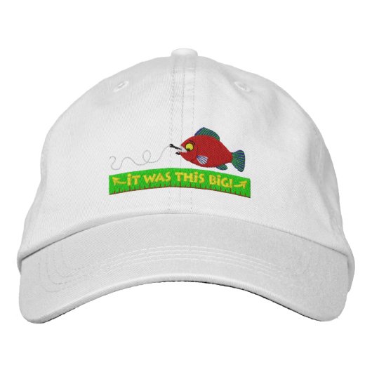 刺繍おもしろい魚釣り帽子 刺繍入りキャップ (正面)