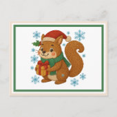 刺繍お洒落リスのクリスマス ポストカード (正面)
