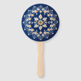 刺繍かわいらしルックブルーハンドファン ハンドファン