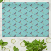 刺繍されたアオカケスの台所タオル キッチンタオル (折り畳み)
